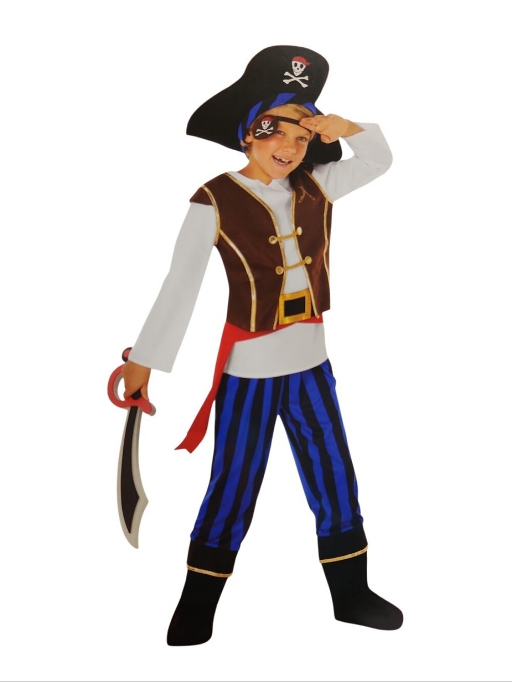 MorphCostumes Blue Stripe Pirate Halloween Costume T2(3-4y)